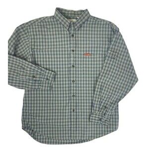 American Eagle Y2K Green Blue Plaid Work Utility Rugged Heavy Cotton LS Shirt L